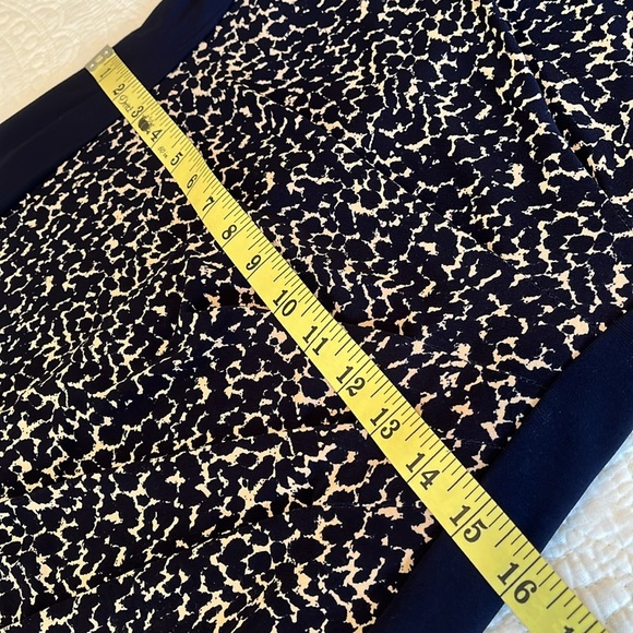 Ralph Lauren Print Runched Sheath Dress 12 P Navy Blue Leopard Classic Preppy - Picture 12 of 17